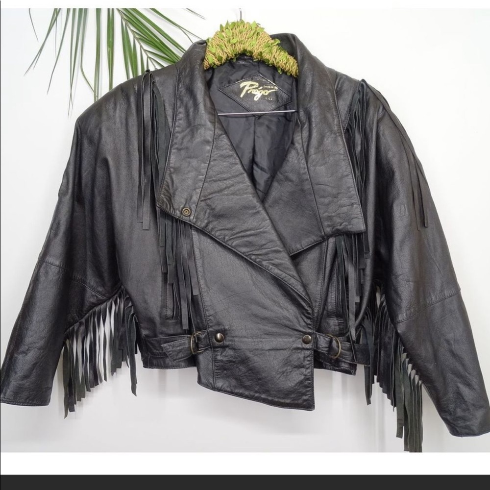 Vintage Prego Moto Jacket Genuine Leather Fringe